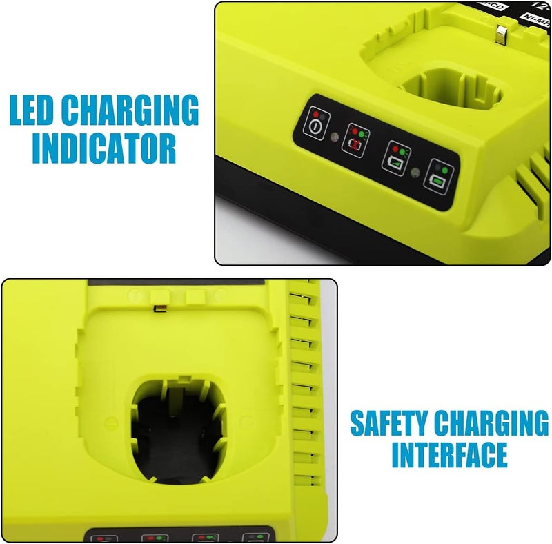 energup 2Port P117 Replace Charger for Ryobi 18V Battery P117 P118 for 18V Max Lithium NiCad P100 P102 P103 P105 P107 P108 Dual Chemistry 12V-18V for Ryobi Battery Charger - Image 2